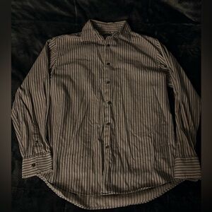 Alfani Y2K Men's Black and Gray Striped Shirt